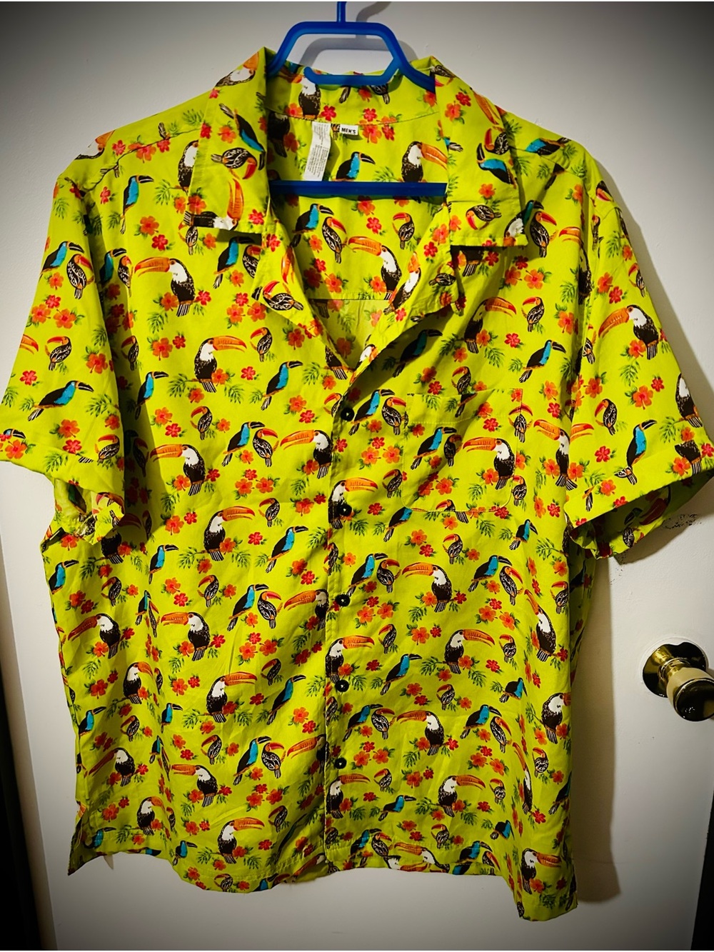 Casual Short-Sleeve Tropical Toucan Shirt - Lime
